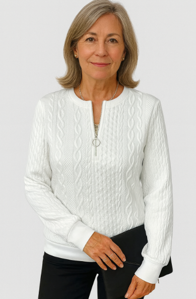 Thalienne | Cable Knit Zip Sweater